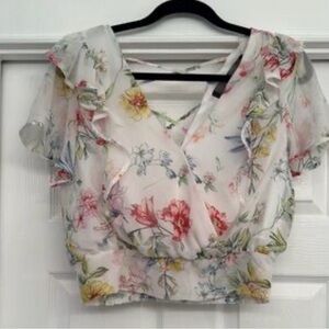 Code x Mode from Nordstrom White Multi Floral Crop Blouse